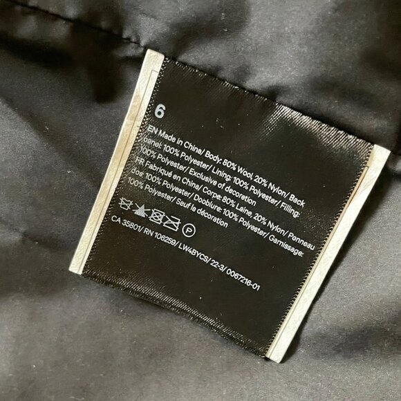 Lululemon Wool Long Coat Black Size 6 PrimaLoft Insulated Jacket Winter - Picture 8 of 8